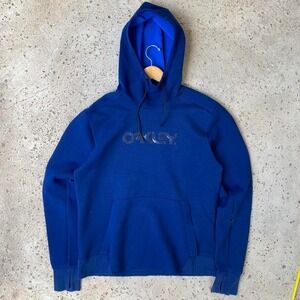 Oakley Athletic Vintage Style Pullover Blue Sport Hoodie Size L